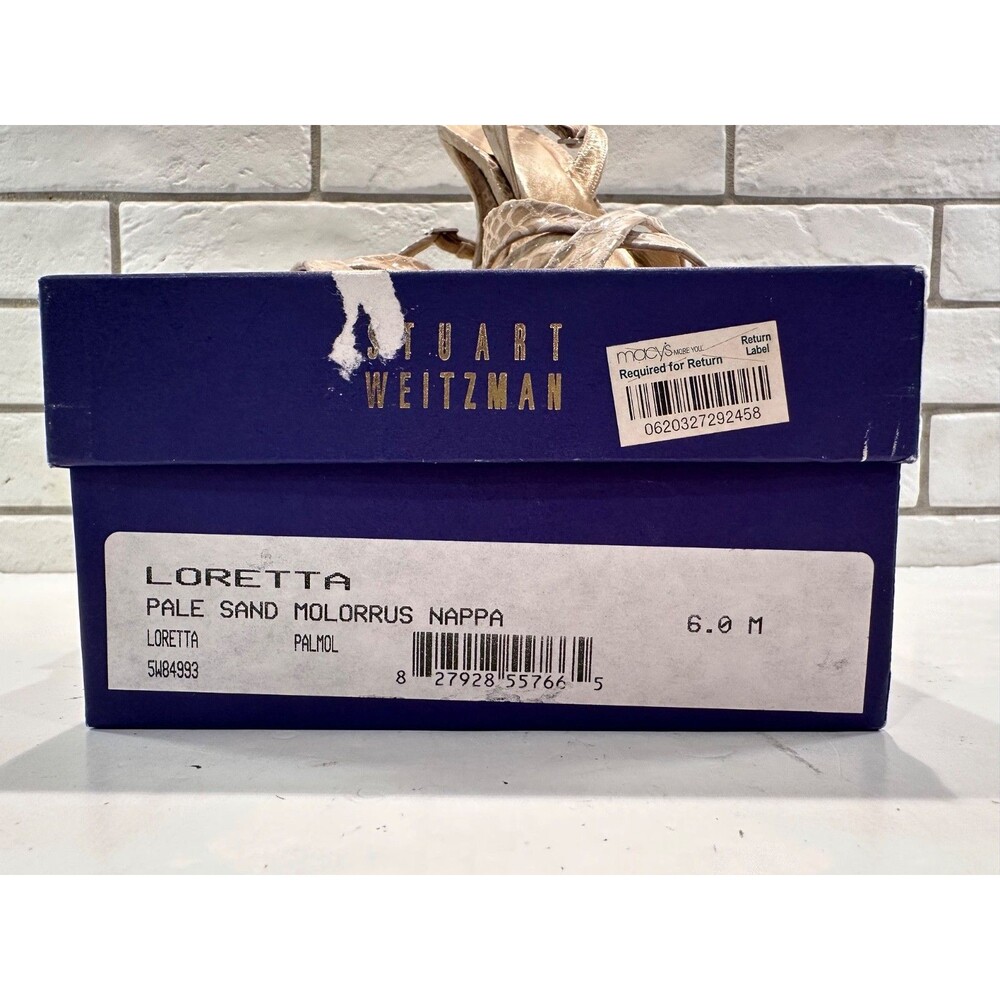 Stuart Weitzman Women's Snakeskin Print Peep Toe Slingback Heels Beige Size 6 M‎ - Picture 3 of 10